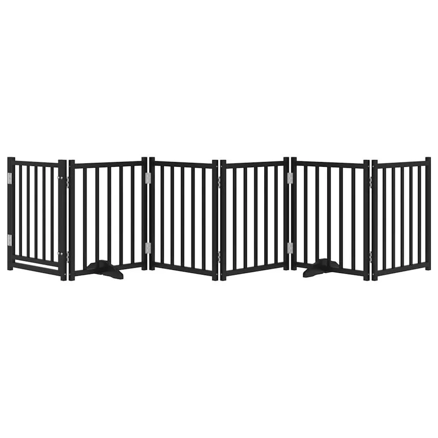 Barrière pour chiens avec porte 6 panneaux bois de sapin massif - 3