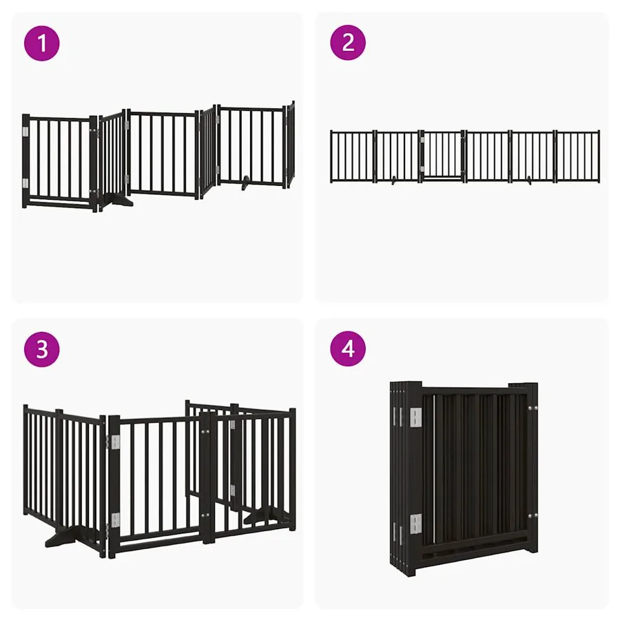 Barrière pour chiens avec porte 6 panneaux bois de sapin massif - 7