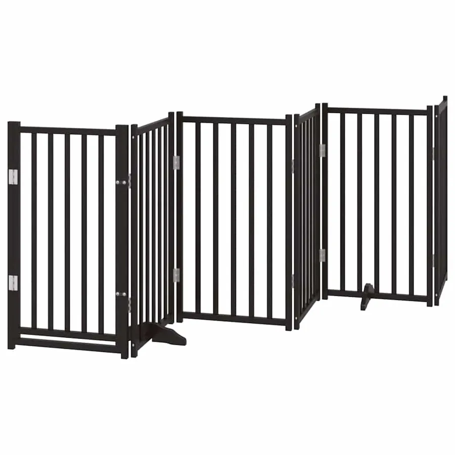 Barrière pour chien porte pliable 15panneaux noir bois peuplier - 4