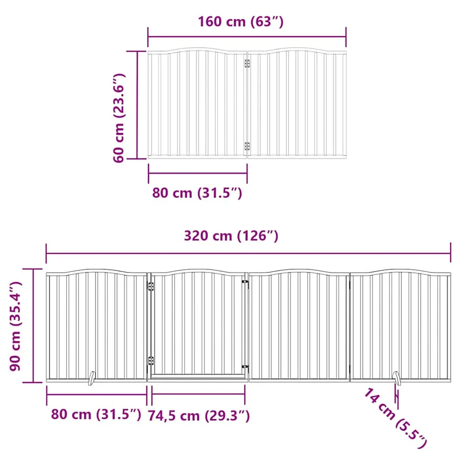 Barrière pour chien porte pliable 10 panneaux bois de peuplier - 12