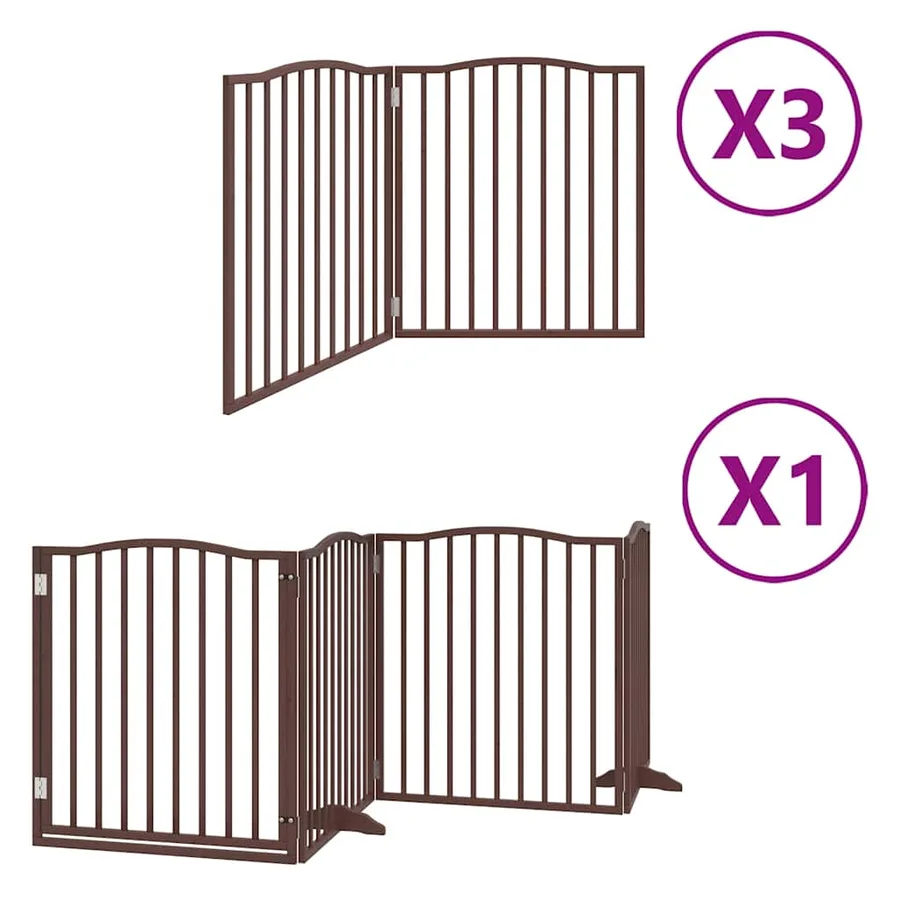 Barrière pour chien porte pliable 10 panneaux bois de peuplier - 2