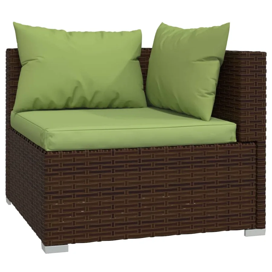 Salon de jardin 9 pcs avec coussins Résine tressée Marron - 3