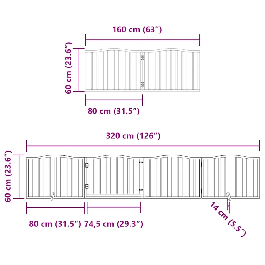 Barrière pour chien porte pliable 8 panneaux noir bois peuplier - 12
