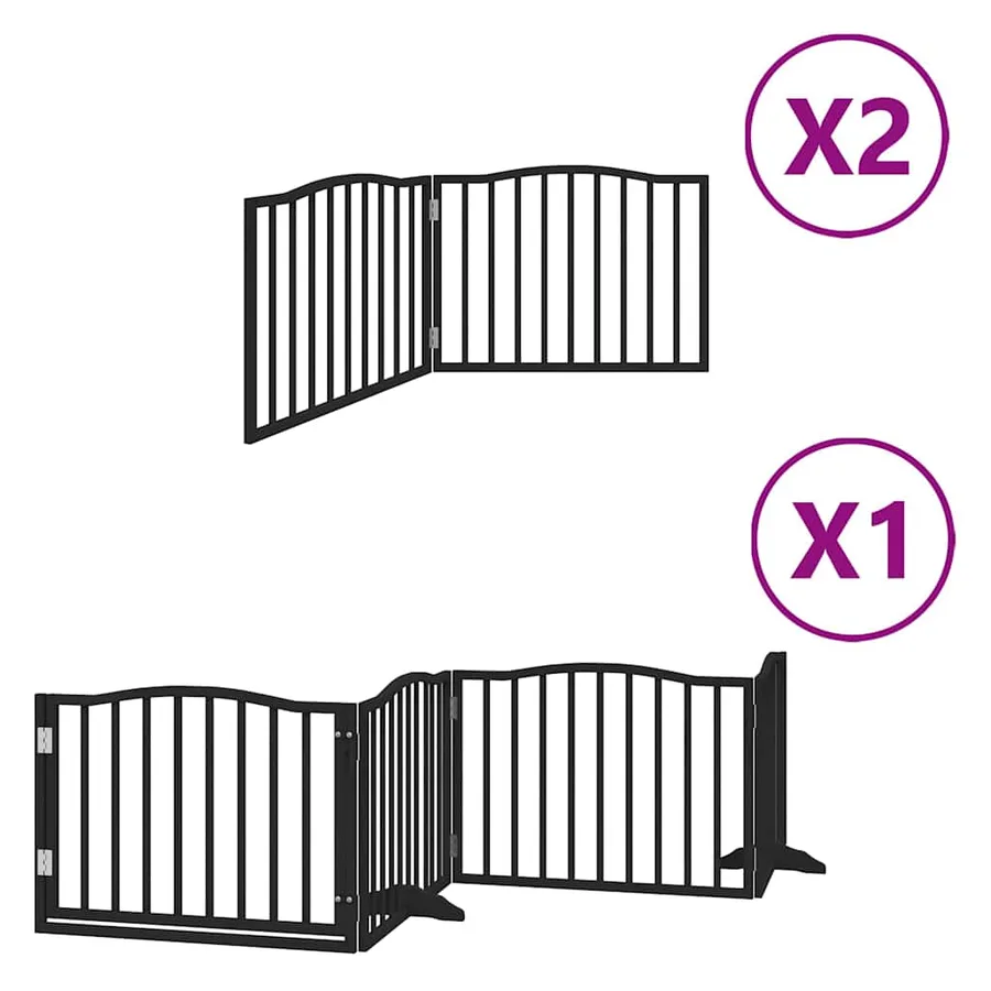 Barrière pour chien porte pliable 8 panneaux noir bois peuplier - 2