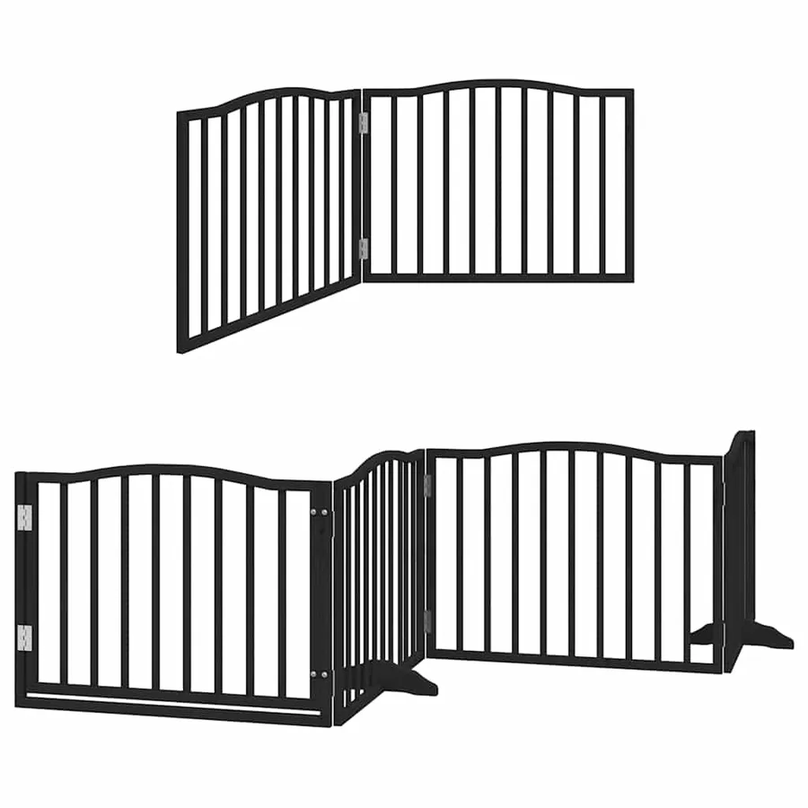 Barrière pour chien porte pliable 8 panneaux noir bois peuplier - 3