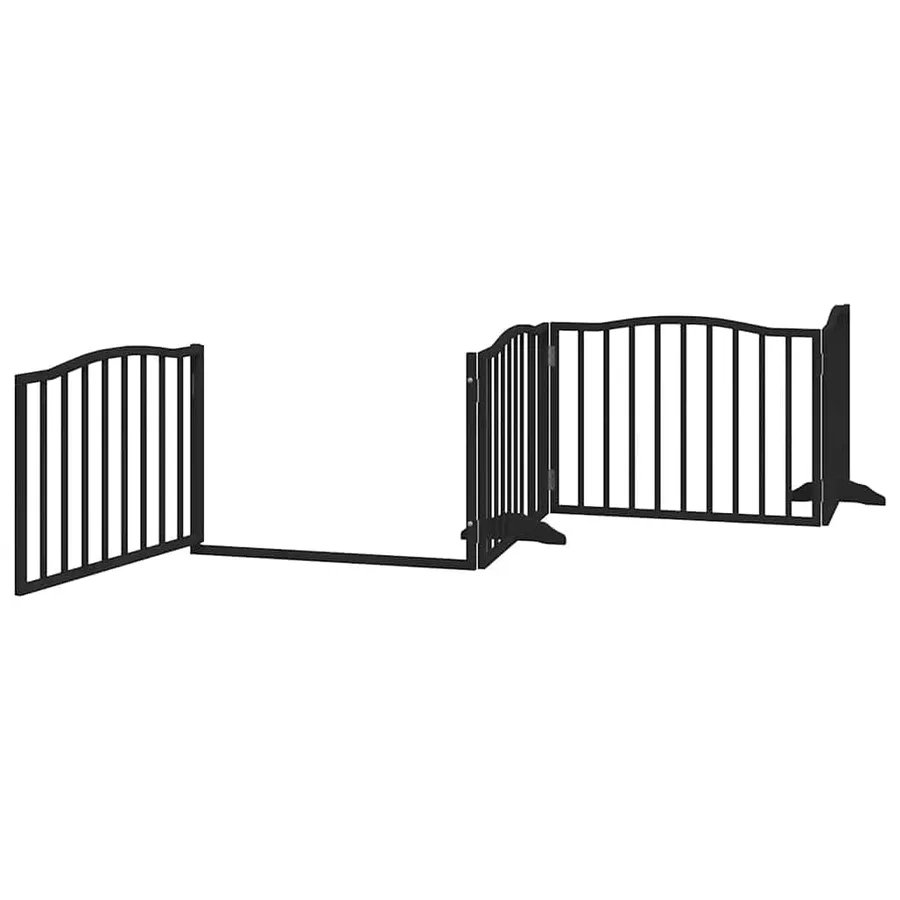 Barrière pour chien porte pliable 8 panneaux noir bois peuplier - 5