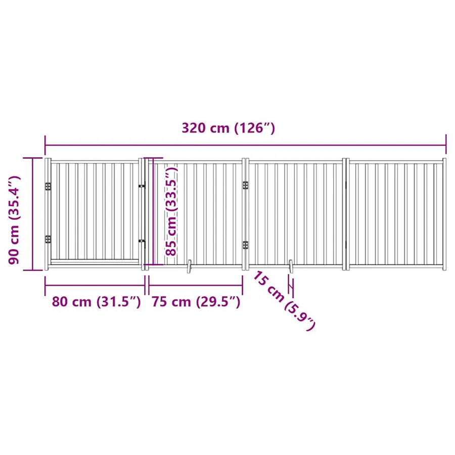 Barrière pour chiens avec porte 4 panneaux bois de sapin massif - 11