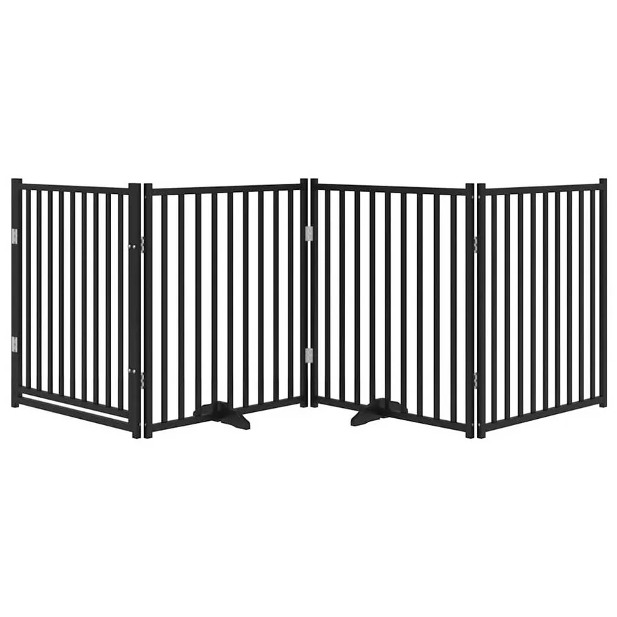 Barrière pour chiens avec porte 4 panneaux bois de sapin massif - 3