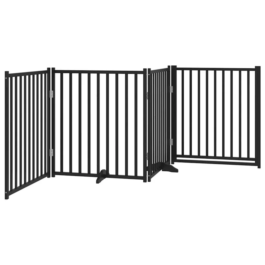 Barrière pour chiens avec porte 4 panneaux bois de sapin massif - 6