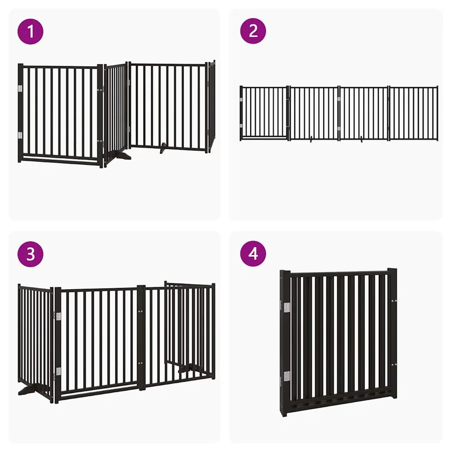 Barrière pour chiens avec porte 4 panneaux bois de sapin massif - 7