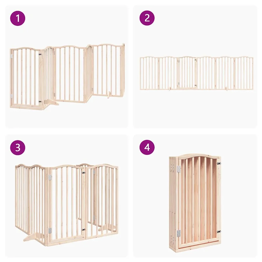 Barrière pour chien avec porte pliable 6 panneaux 300 cm Bois de peuplier - 7