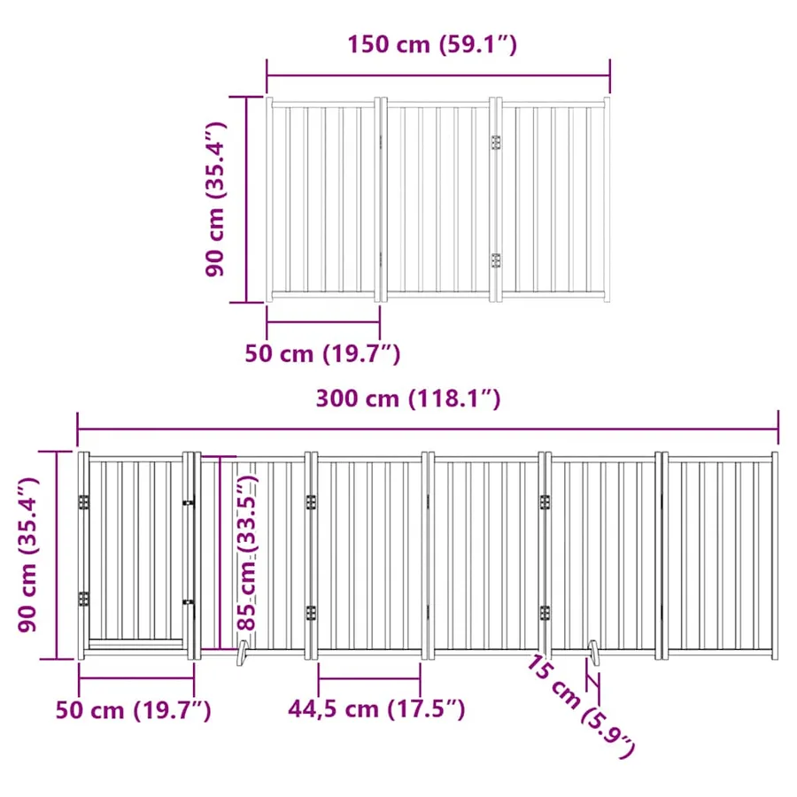 Barrière pour chien porte pliable 15 panneaux bois de peuplier - 12