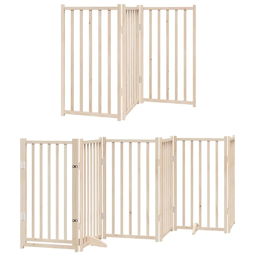 Barrière pour chien porte pliable 15 panneaux bois de peuplier - 3