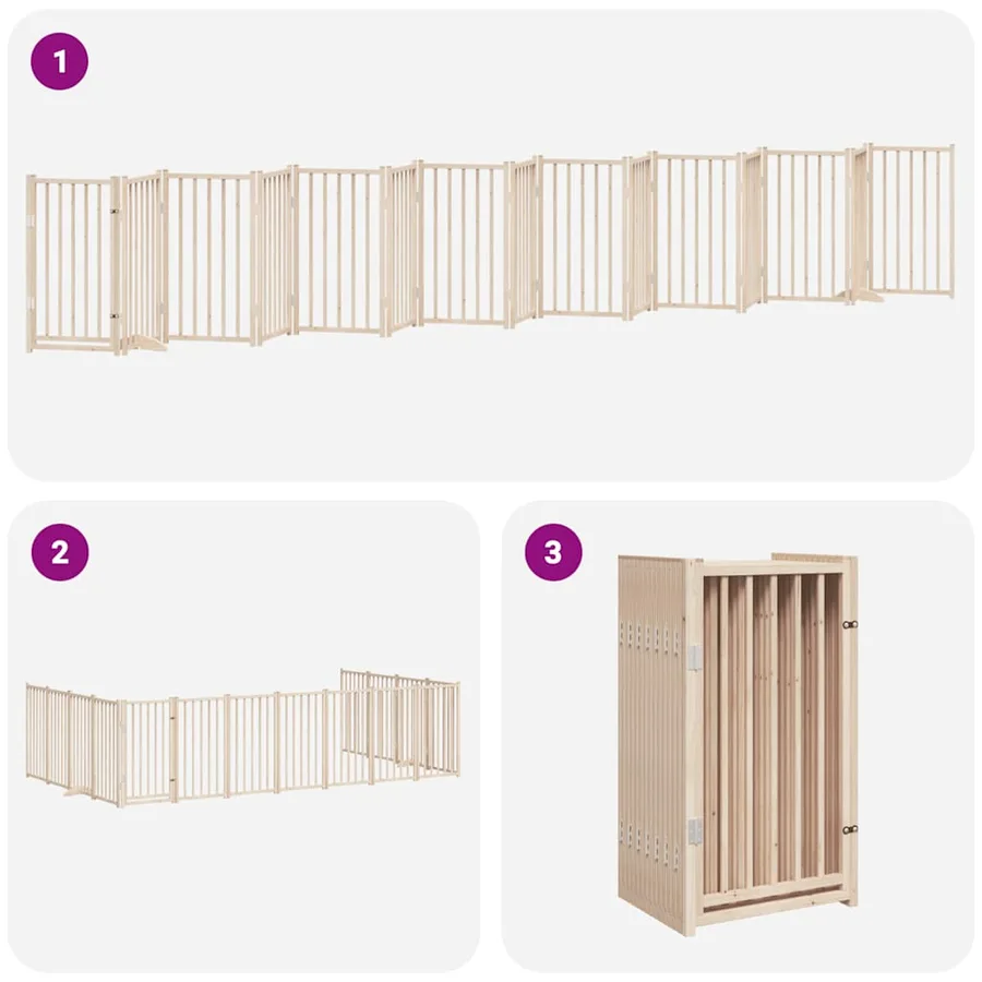 Barrière pour chien porte pliable 15 panneaux bois de peuplier - 6