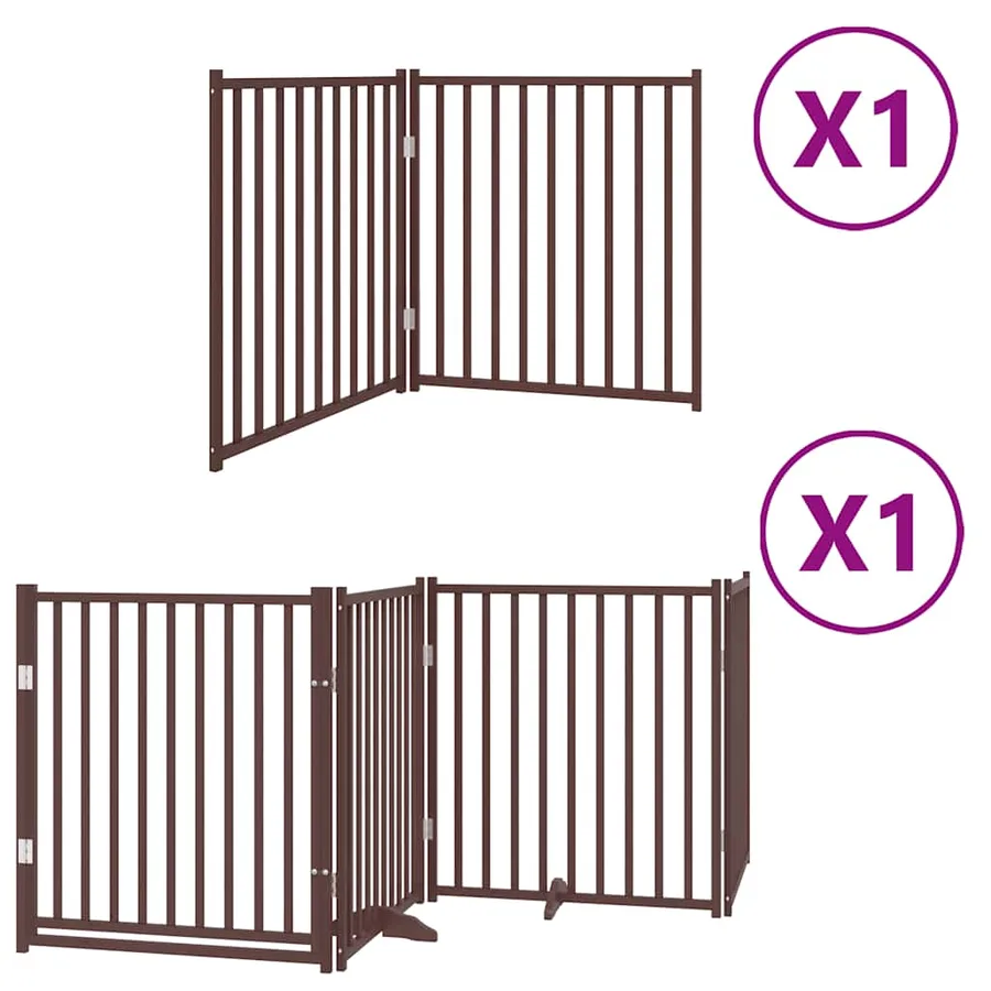 Barrière pour chien avec porte pliable 6 panneaux bois peuplier - 2
