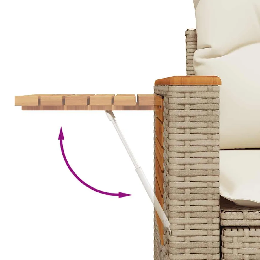 Salon de jardin avec coussins 6 pcs beige résine tressée - 9
