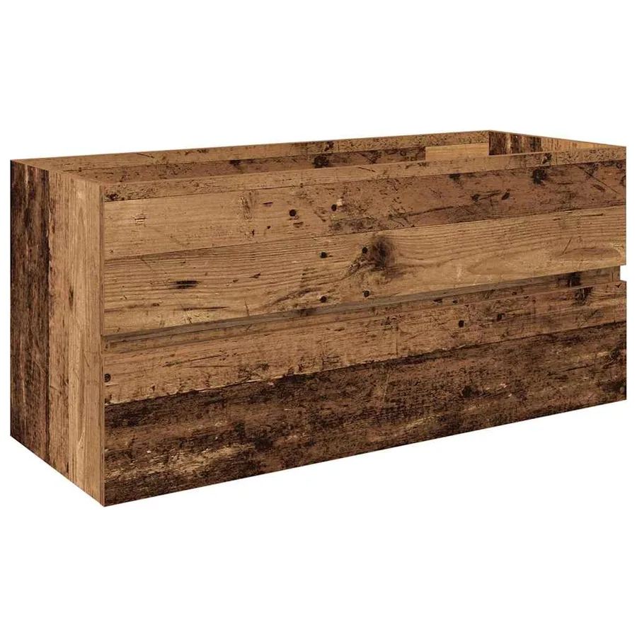 Meuble lavabo avec bassin et robinet intégrés vieux bois - 4