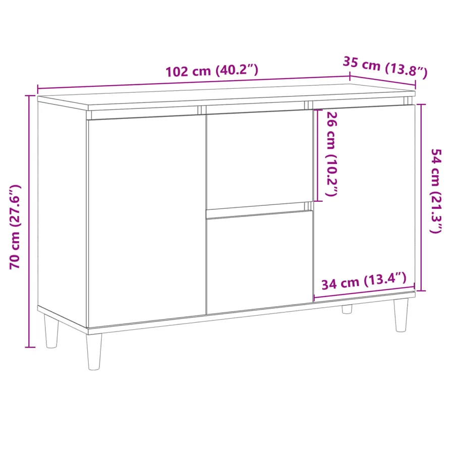 Buffet vieux bois 102x35x70 cm bois d'ingénierie - 10