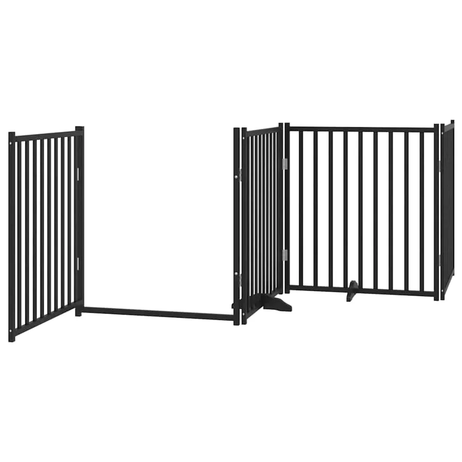 Barrière pour chien porte pliable 8 panneaux noir bois peuplier - 5