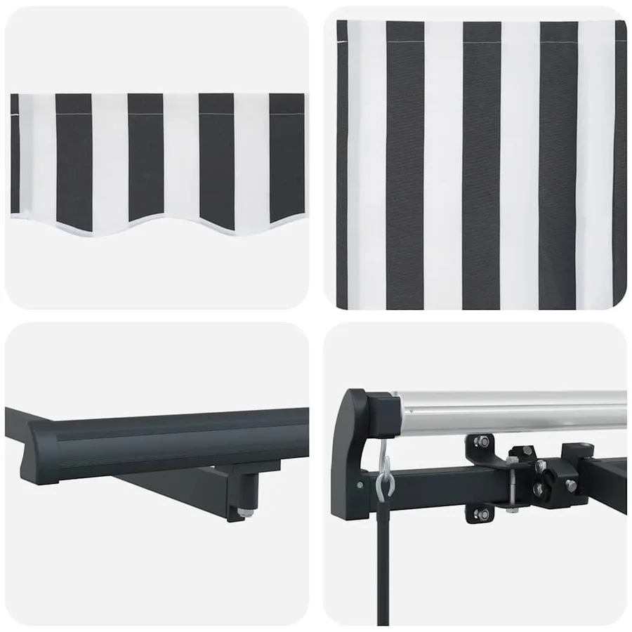 Auvent manuel rétractable anthracite et blanc 600x300 cm - 9