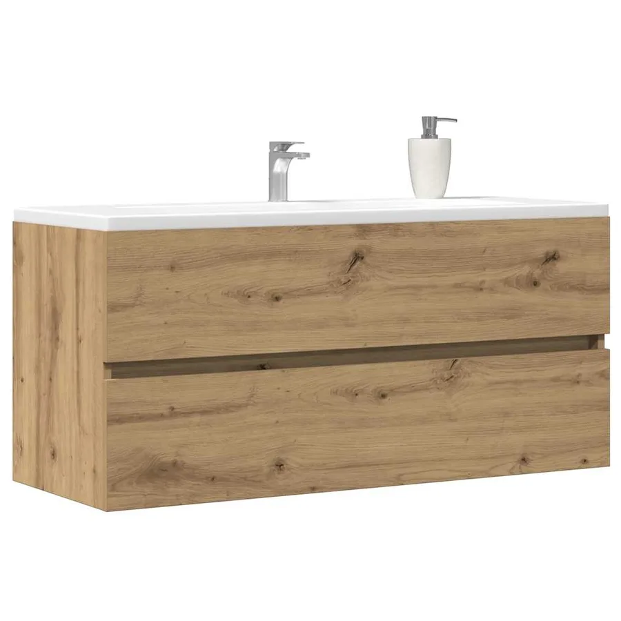 Armoire lavabo chêne artisanal 100x38,5x45 cm bois d'ingénierie - 3
