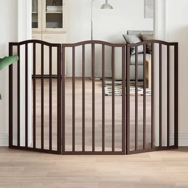 Barrière pour chien pliable 3 panneaux 150 cm bois de peuplier