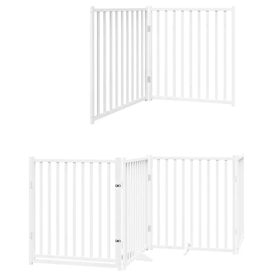 Barrière pour chien porte pliable 10 panneaux bois de peuplier - 3