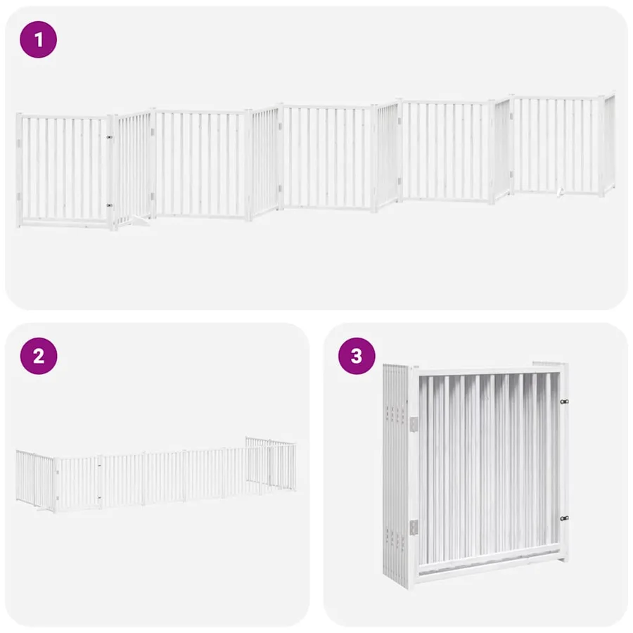 Barrière pour chien porte pliable 10 panneaux bois de peuplier - 6