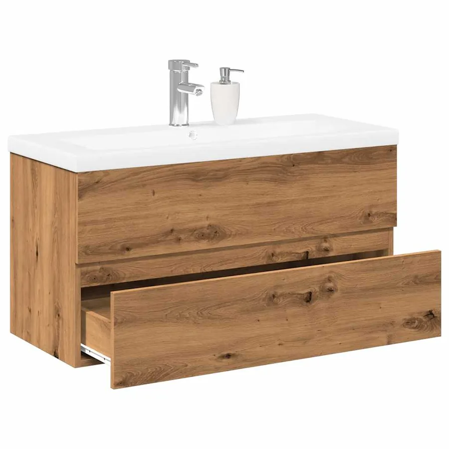 Armoire lavabo avec bassin intégré chêne artisanal