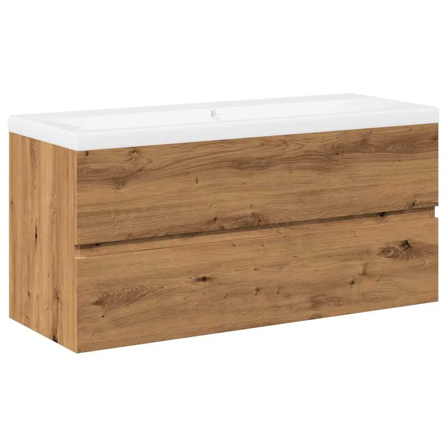 Armoire lavabo avec bassin intégré chêne artisanal - 2