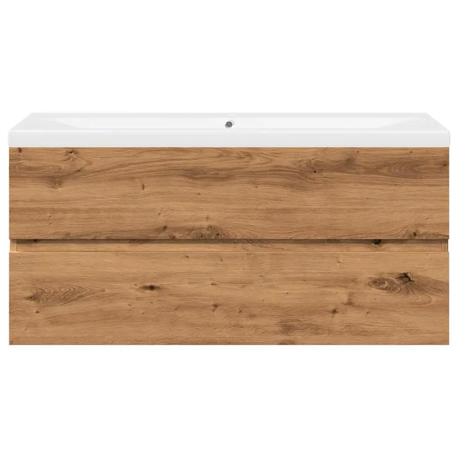 Armoire lavabo avec bassin intégré chêne artisanal - 5