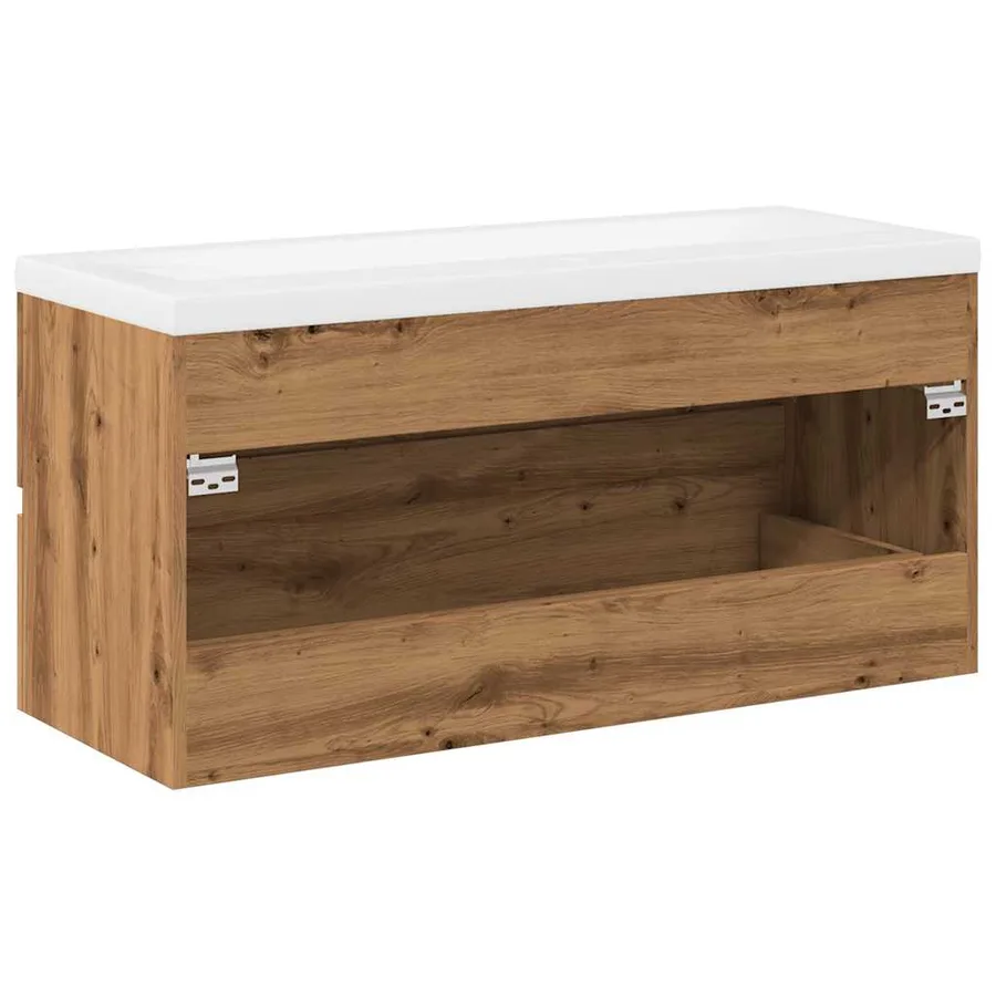 Armoire lavabo avec bassin intégré chêne artisanal - 8
