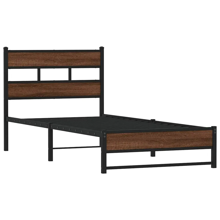 Cadre de lit en métal sans matelas chêne marron 100x200 cm - 3
