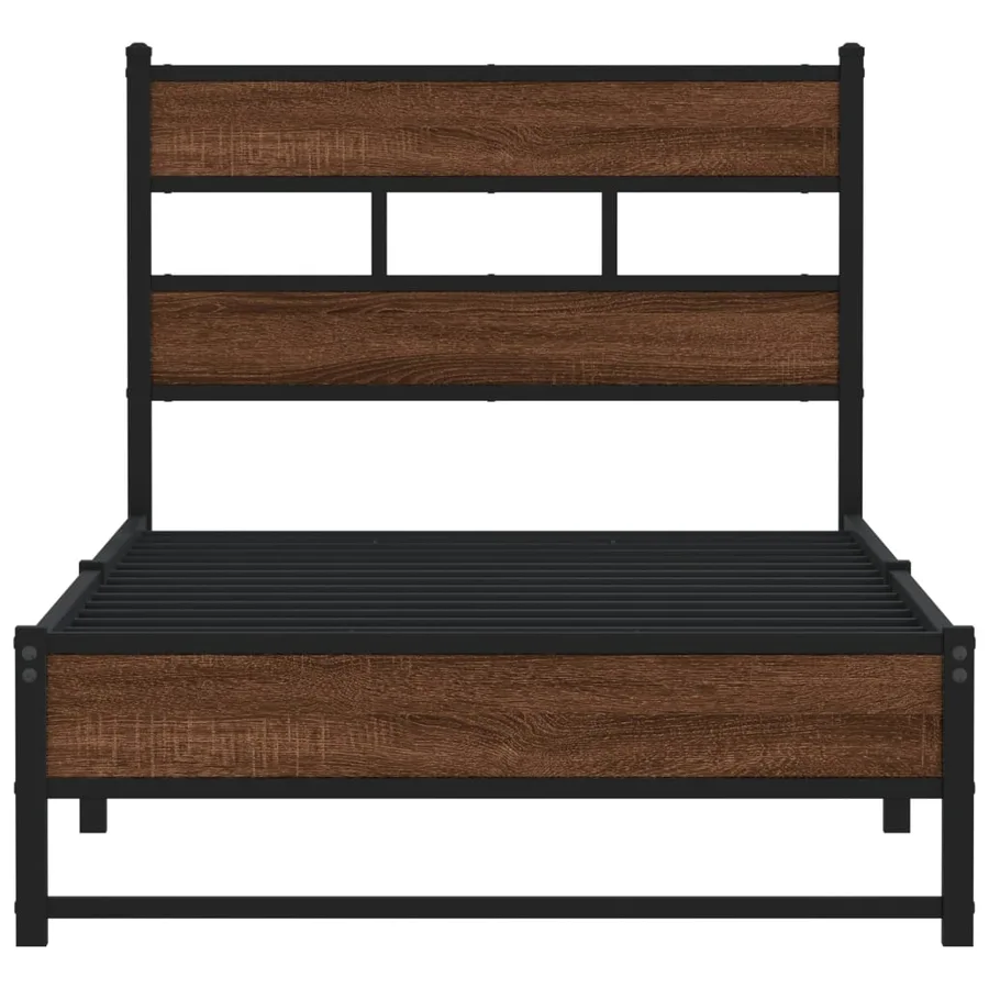 Cadre de lit en métal sans matelas chêne marron 100x200 cm - 4