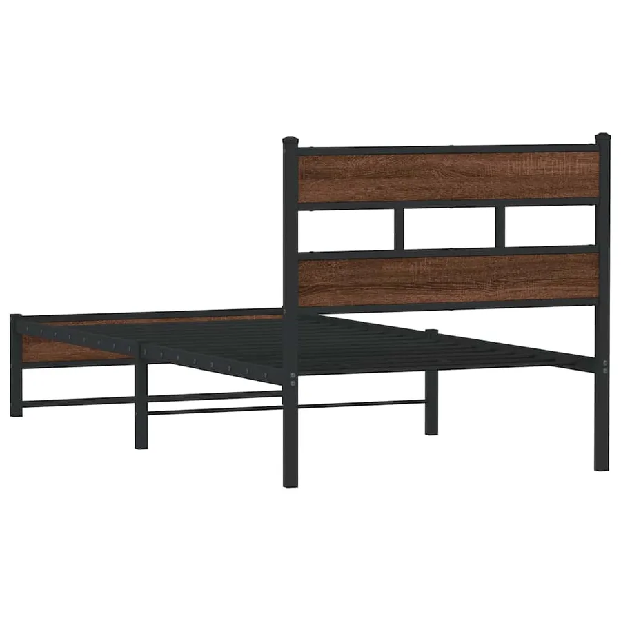 Cadre de lit en métal sans matelas chêne marron 100x200 cm - 6