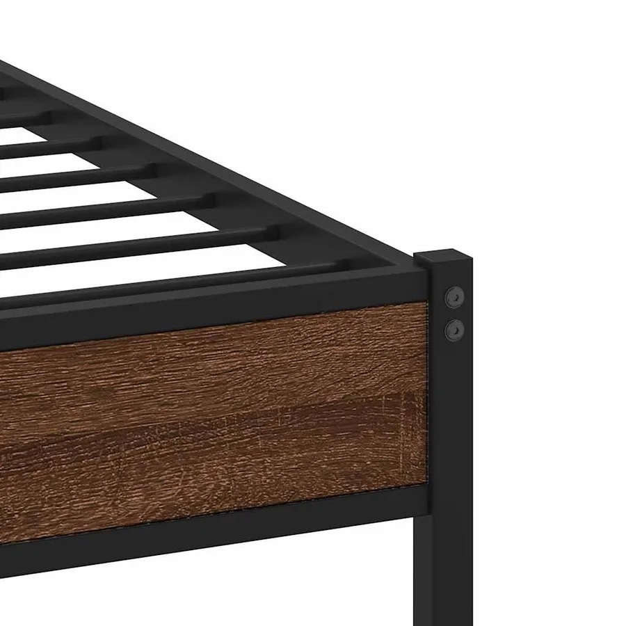 Cadre de lit en métal sans matelas chêne marron 100x200 cm - 7