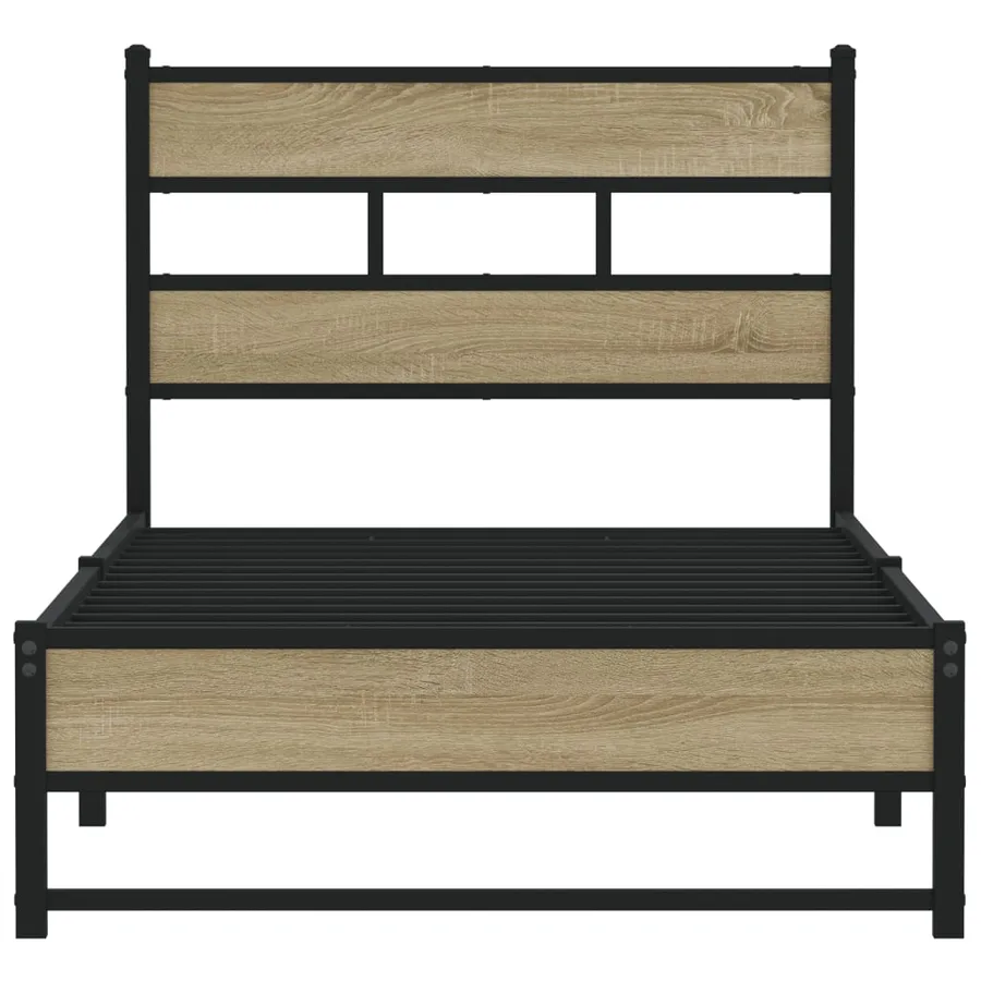 Cadre de lit en métal sans matelas chêne sonoma 100x190 cm - 4