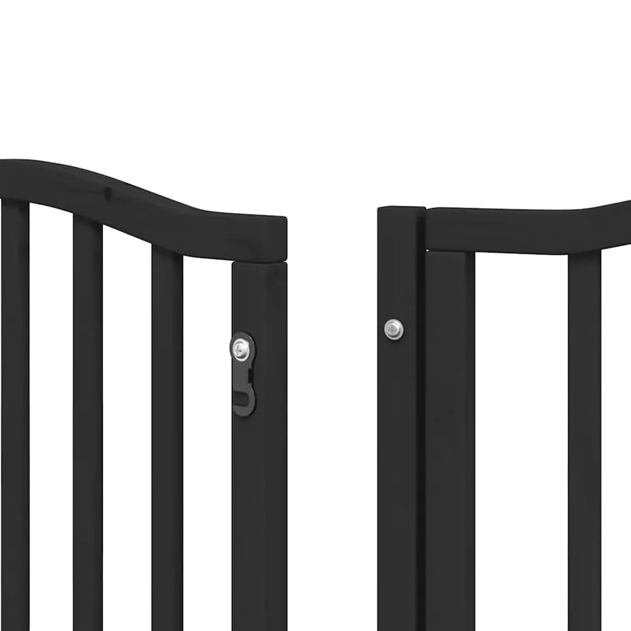 Barrière pour chien porte pliable 9 panneaux noir bois peuplier - 11