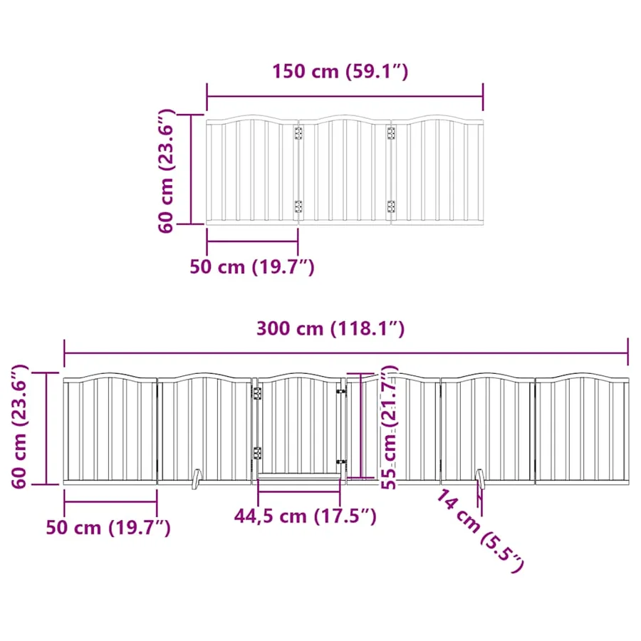 Barrière pour chien porte pliable 9 panneaux noir bois peuplier - 12