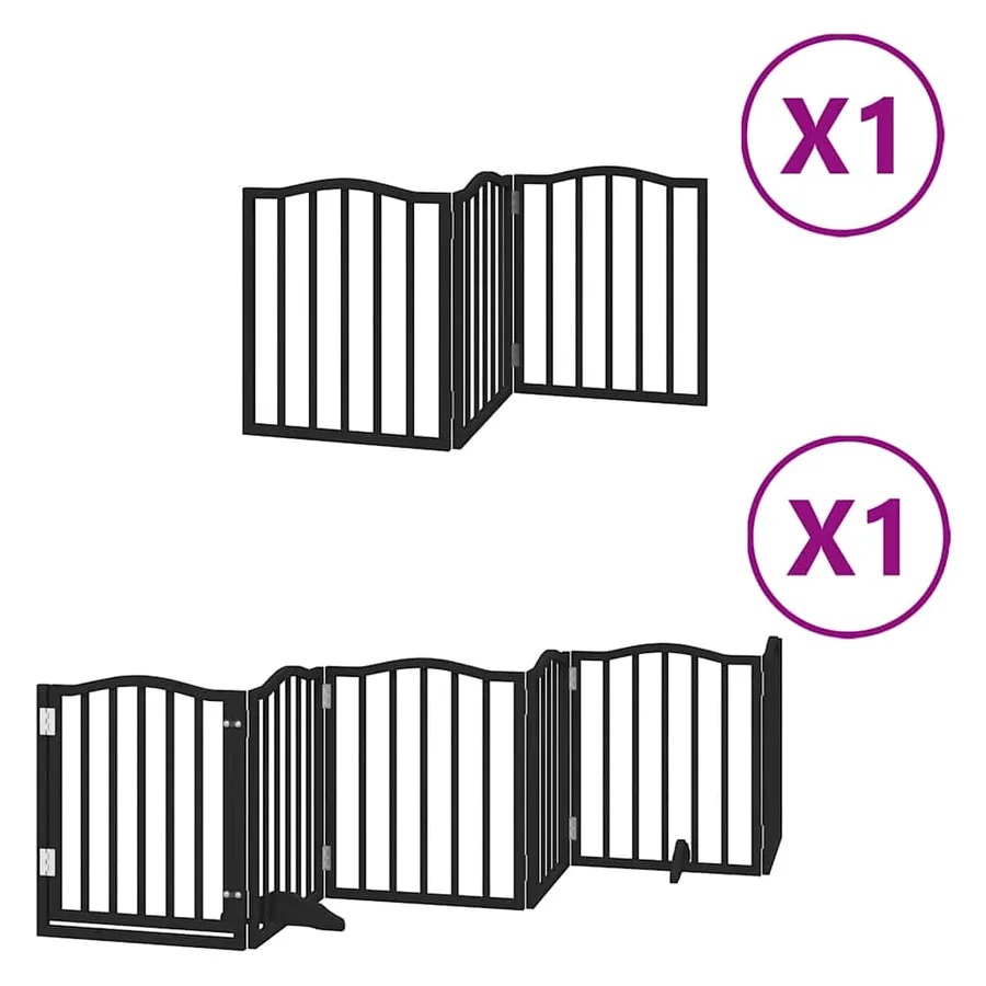 Barrière pour chien porte pliable 9 panneaux noir bois peuplier - 2