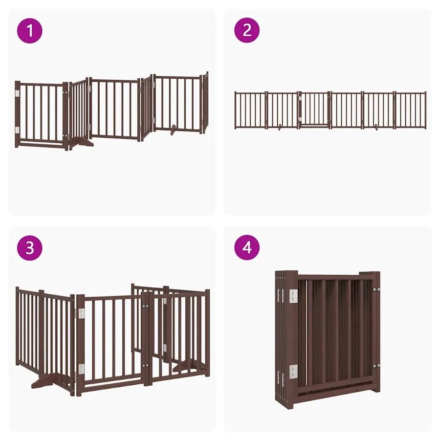 Barrière pour chiens avec porte 6 panneaux bois de sapin massif - 7