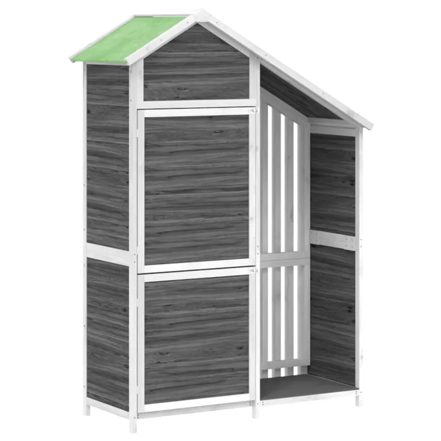 Abri à outils de jardin gris 120x53,5x170 cm bois massif pin - 2