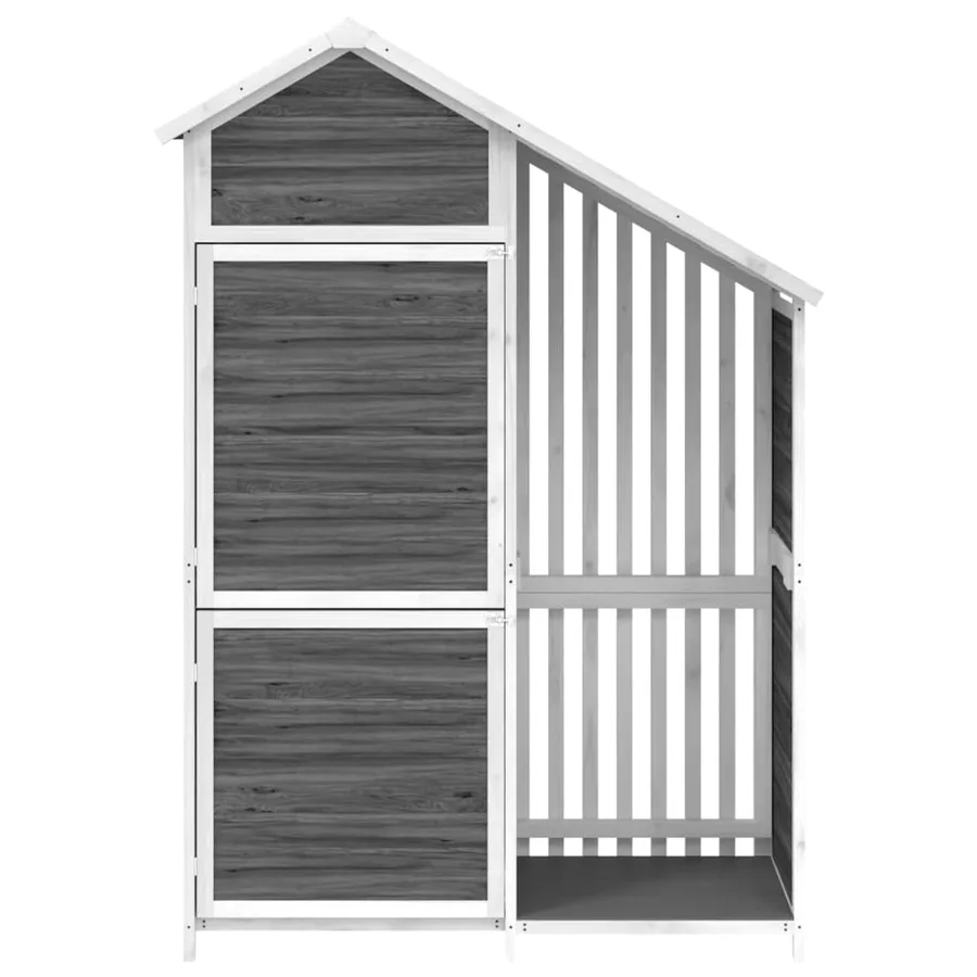 Abri à outils de jardin gris 120x53,5x170 cm bois massif pin - 4