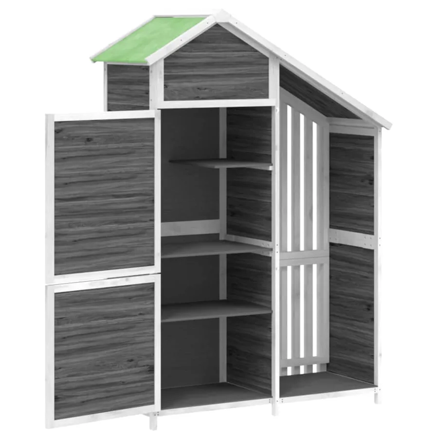 Abri à outils de jardin gris 120x53,5x170 cm bois massif pin - 5