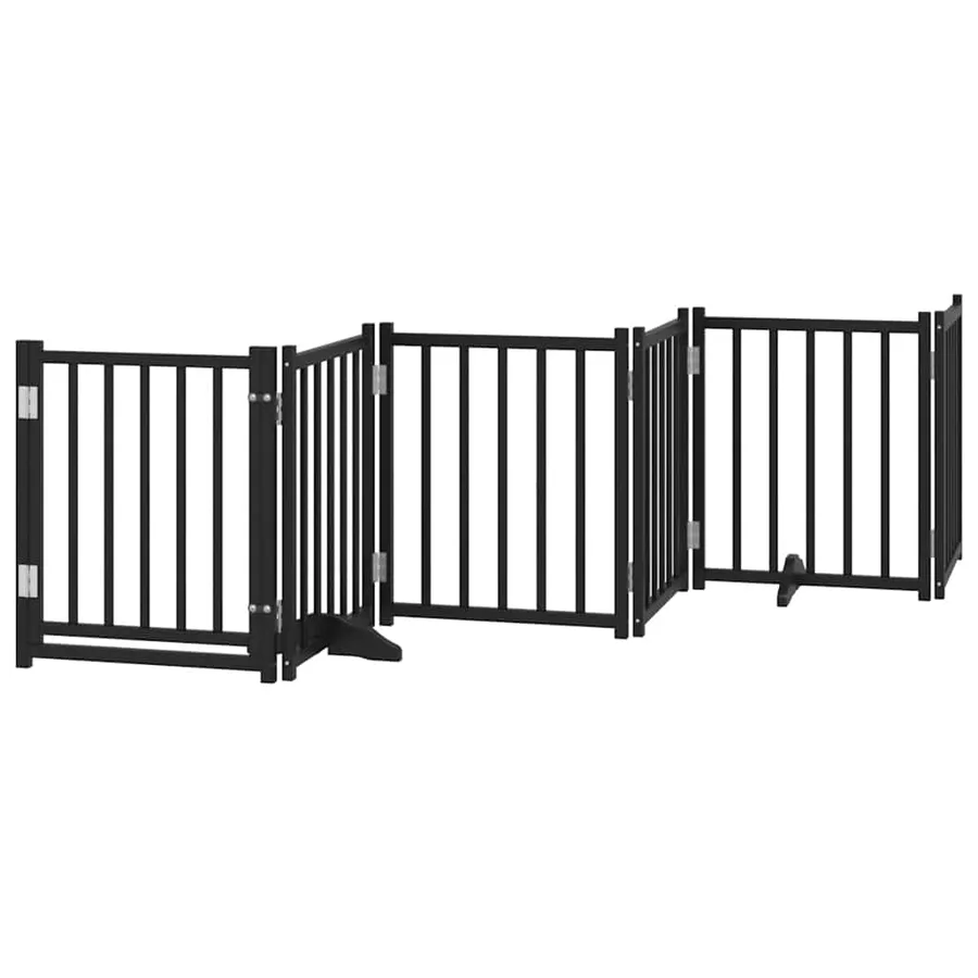 Barrière pour chien porte pliable 9 panneaux noir bois peuplier - 4