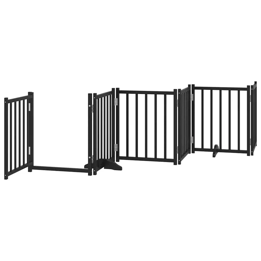 Barrière pour chien porte pliable 9 panneaux noir bois peuplier - 5