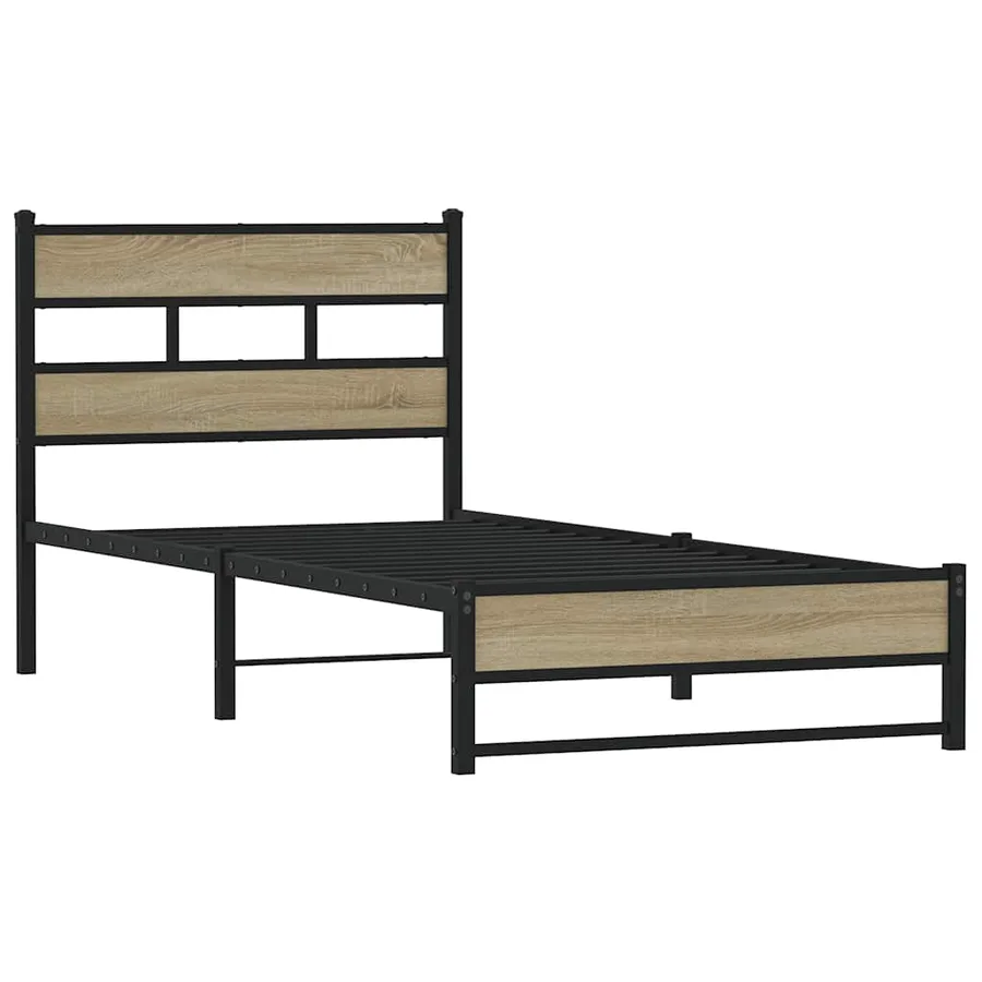 Cadre de lit en métal sans matelas chêne sonoma 90x190 cm - 3
