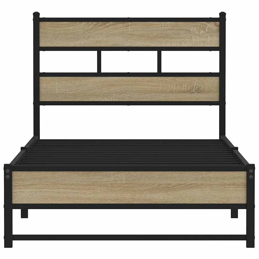 Cadre de lit en métal sans matelas chêne sonoma 90x190 cm - 4
