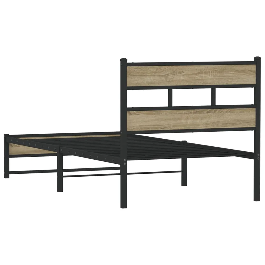 Cadre de lit en métal sans matelas chêne sonoma 90x190 cm - 6