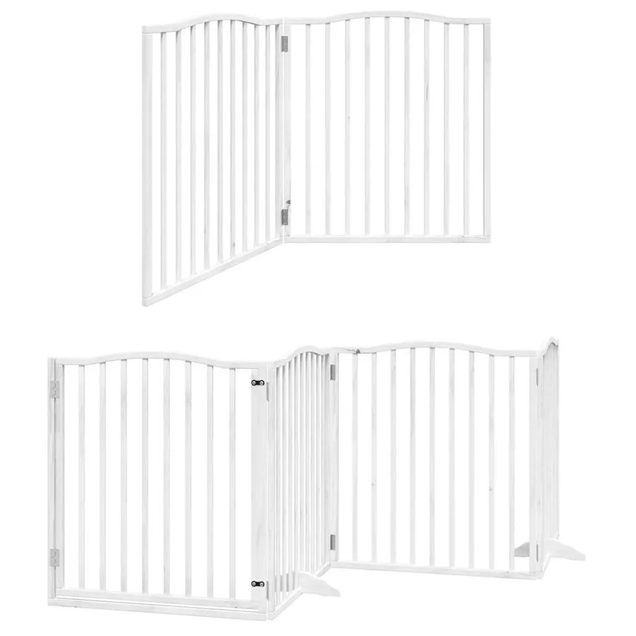 Barrière pour chien porte pliable 12 panneaux bois de peuplier - 3